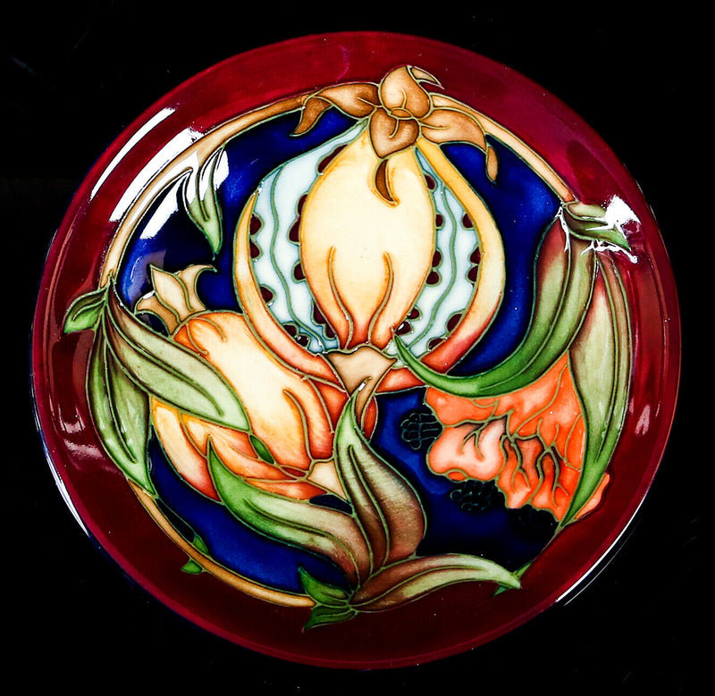 MOORCROFT POTTERY 'PLEVRIANA' RACHEL BISHOP FLORAL FLOWER PIN DISH PLATE, 12cm