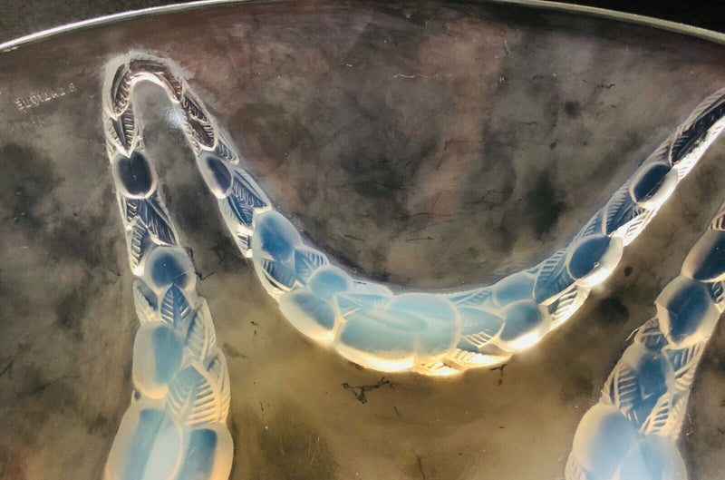 R LALIQUE 'VILLENEUVE' LARGE FROSTED/OPALESCENT GLASS CENTREPIECE BOWL DISH 402