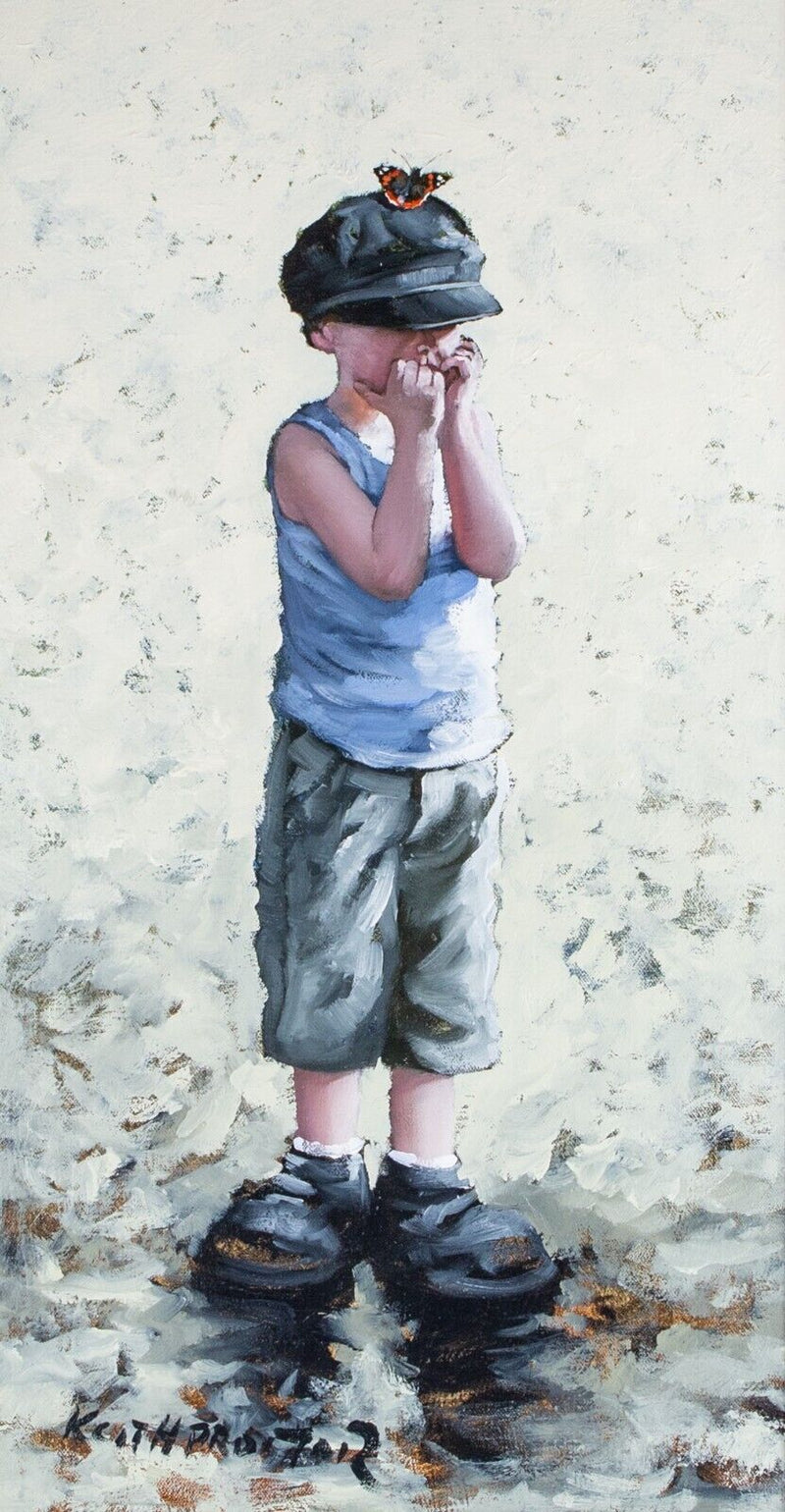 KEITH PROCTOR 'OMG' BOY & BUTTERFLY, LARGE ORIGINAL OIL PAINTING, SIGNED