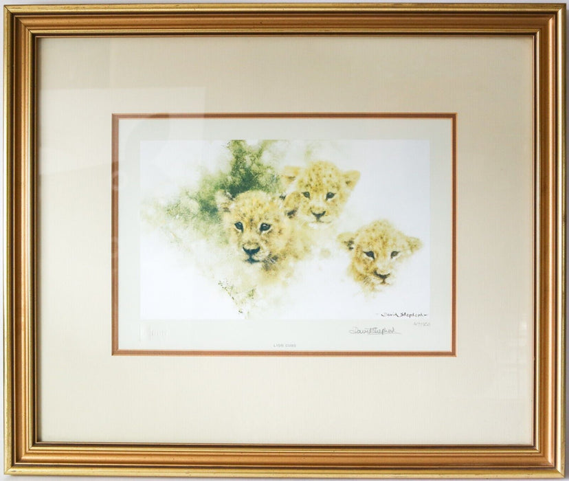 DAVID SHEPHERD 'LION CUBS' LIMITED EDITION PRINT 417/850, SIGNED