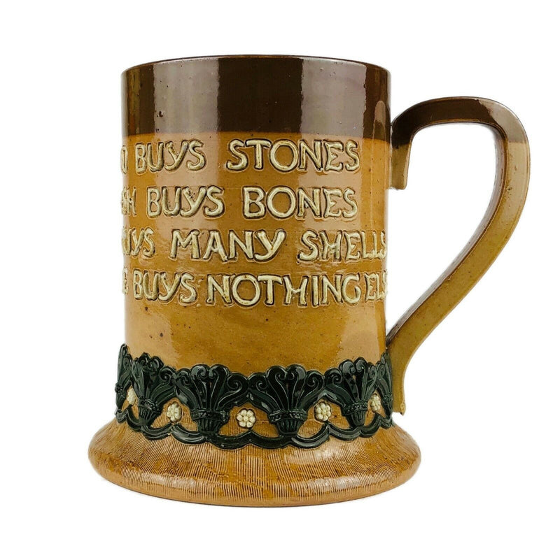 DOULTON LAMBETH 'HE THAT BUYS GOOD ALE BUYS NOTHING ELSE' STONEWARE MOTTO MUG