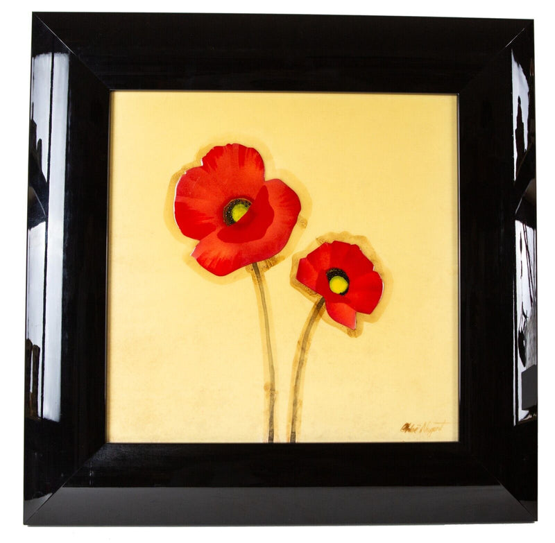 CHLOE NUGENT, TWO POPPIES, FLORAL STUDY, ORIGINAL PAINTING, SIGNED