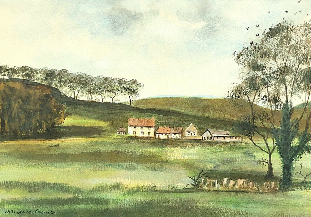 MICHAEL COULTER, PASTORAL FARMHOUSE LANDSCAPE STUDY, WATERCOLOUR, SIGNED