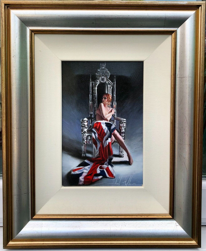 ROB HEFFERAN 'ENGLISH ROSE' UNION JACK, ORIGINAL OIL PAINTING, SIGNED