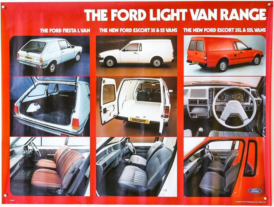 FORD LIGHT VAN RANGE - ORIGINAL CAR DEALER SHOWROOM ADVERTISING POSTER FA489 145