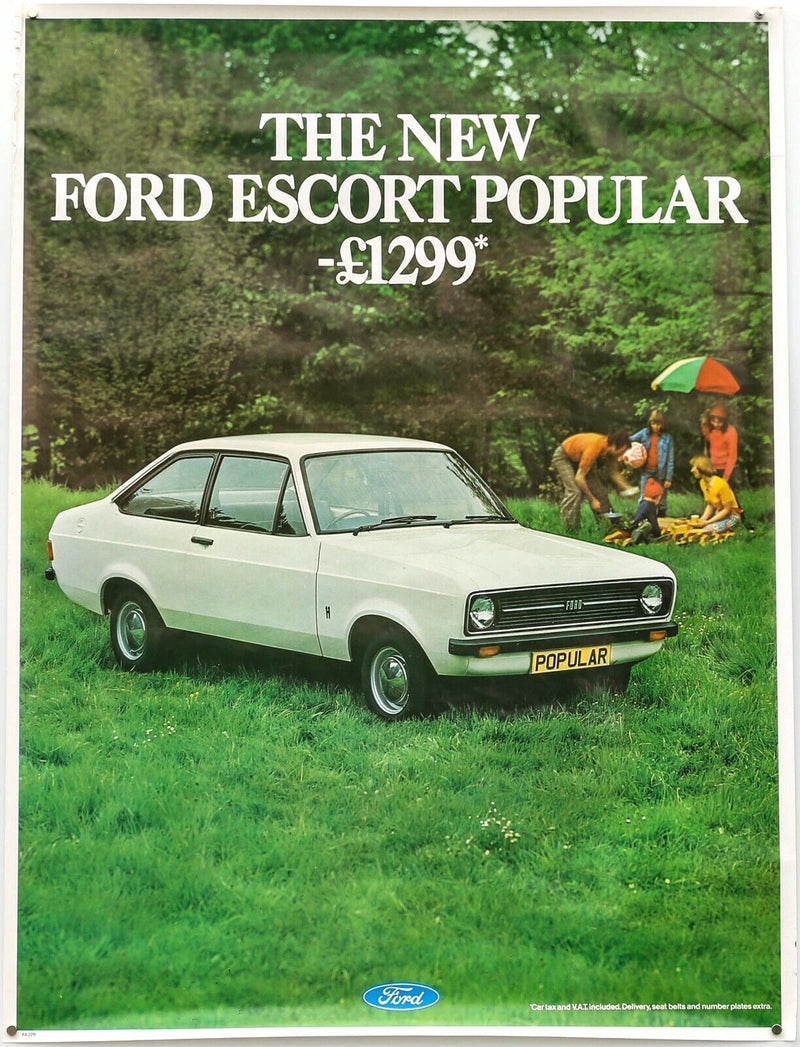 FORD ESCORT POPULAR - ORIGINAL DEALER SHOWROOM SALES ADVERTISING POSTER FA229 3