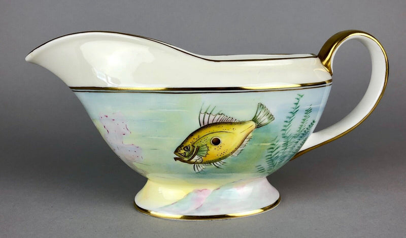 MINTON, JOHN DORY & TROUT, SUMNER/WOBY FISH SAUCE BOAT GRAVY JUG POT DISH STAND