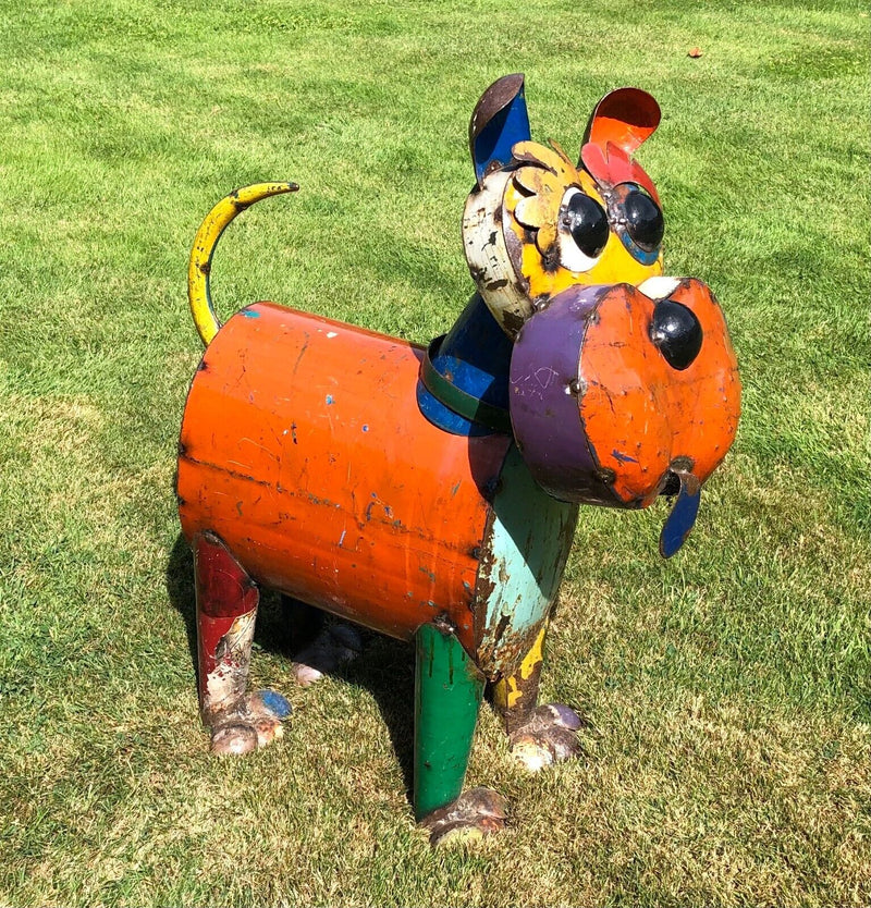 EE-I-EE-I-O RALPH THE DOG, LARGE TIN METAL GARDEN ORNAMENT FIGURE SCULPTURE 77cm