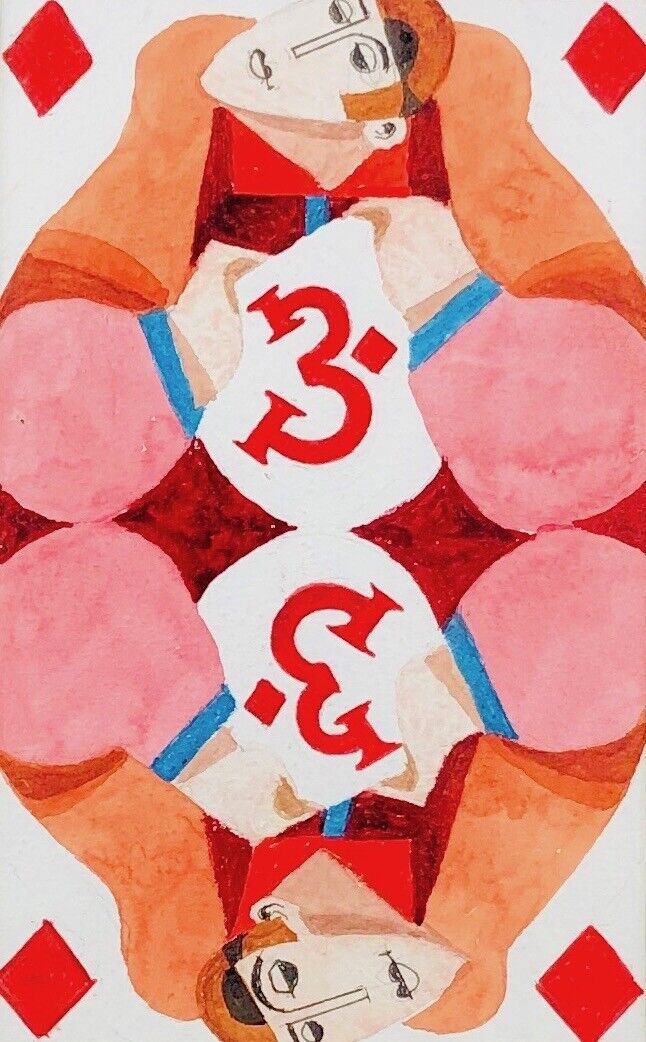 GEORGE LARGE RI RBA, THREE OF DIAMONDS, DECK OF CARDS, WATERCOLOUR ON PAPER