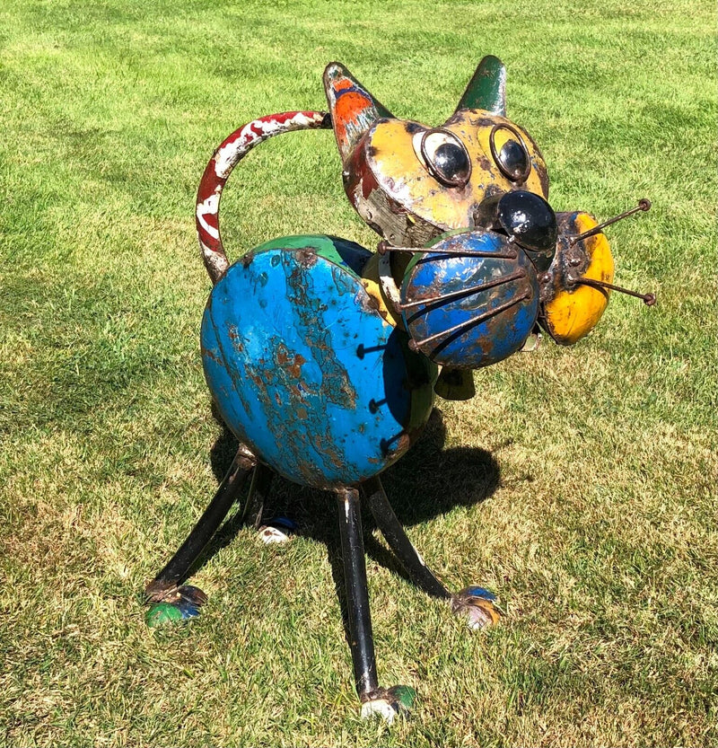 EE-I-EE-I-O TABITHA THE CAT, TIN METAL GARDEN ORNAMENT FIGURE SCULPTURE, 54cm