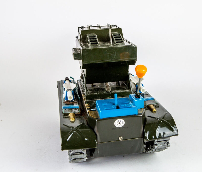 MASUDAYA, MISSILE TANK MS33, VINTAGE JAPANESE TIN PLATE MODEL ARMY TOY, BOXED
