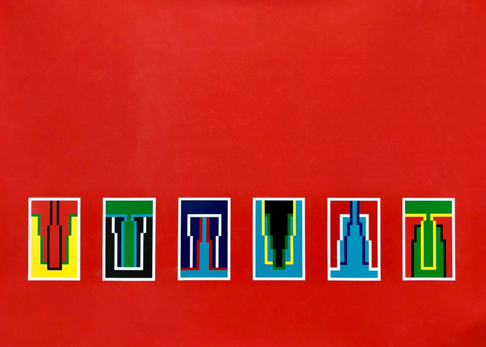 ROBYN DENNY 'SIX MINIATURES' 1975 LARGE SCREEN PRINT RED