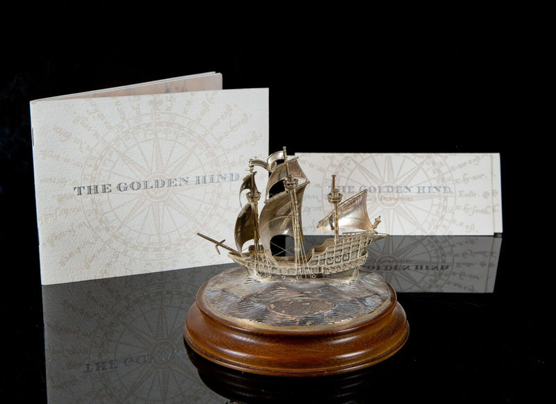 ROYAL MINT 'GOLDEN HIND' LIMITED EDITION STERLING SILVER GALLEON SHIP MODEL C.O.A.