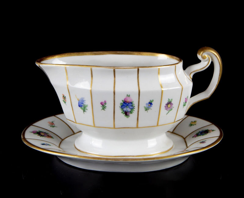 ROYAL COPENHAGEN 'HENRIETTE' PAINTED FLORAL GILT PORCELAIN SAUCE GRAVY BOAT 8534