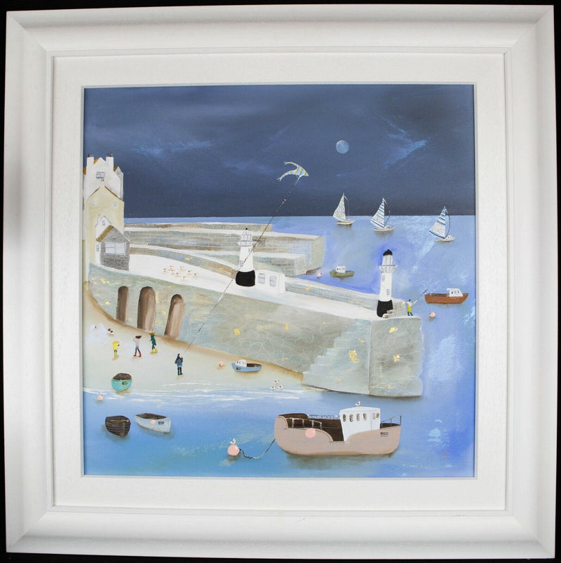 LUCY YOUNG 'HOWLING AT THE MOON' ST IVES, LARGE OIL ON CANVAS, SIGNED