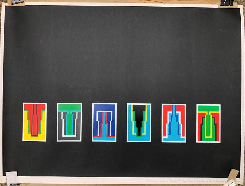 ROBYN DENNY 'SIX MINIATURES' 1975 LARGE SCREEN PRINT BLACK