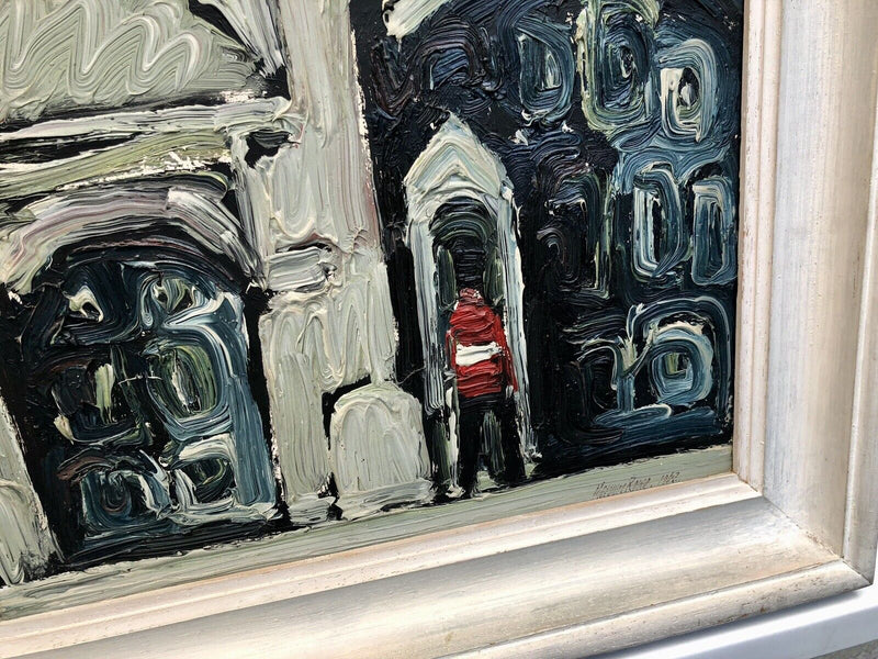 MERVYN ROWE (BRITISH, b.1936) 'SENTRY 1962' BEARSKIN GUARD, OIL ON BOARD, SIGNED