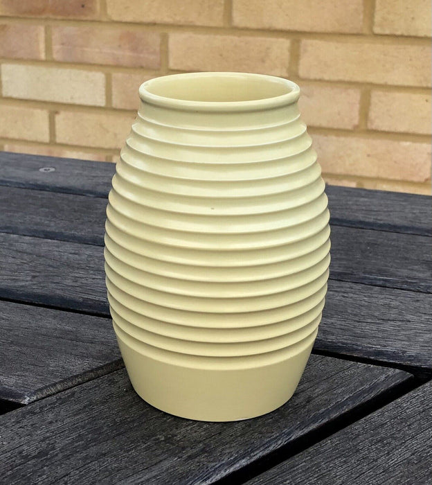 KEITH MURRAY for WEDGWOOD - ART DECO RIBBED BANDED STRAW VAS
