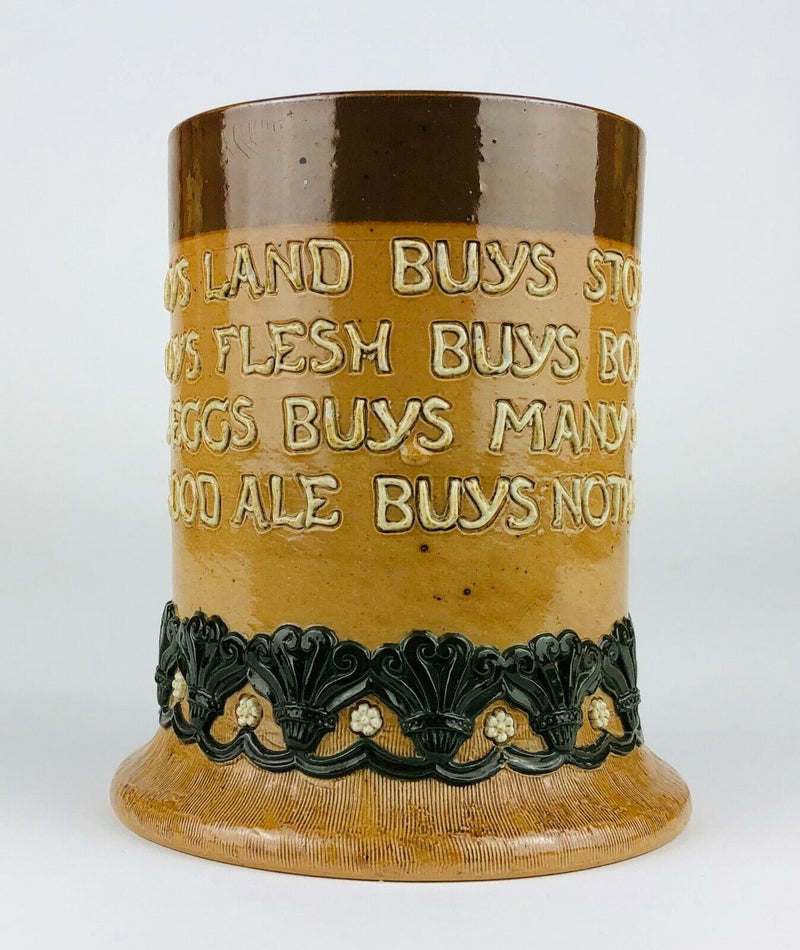 DOULTON LAMBETH 'HE THAT BUYS GOOD ALE BUYS NOTHING ELSE' STONEWARE MOTTO MUG