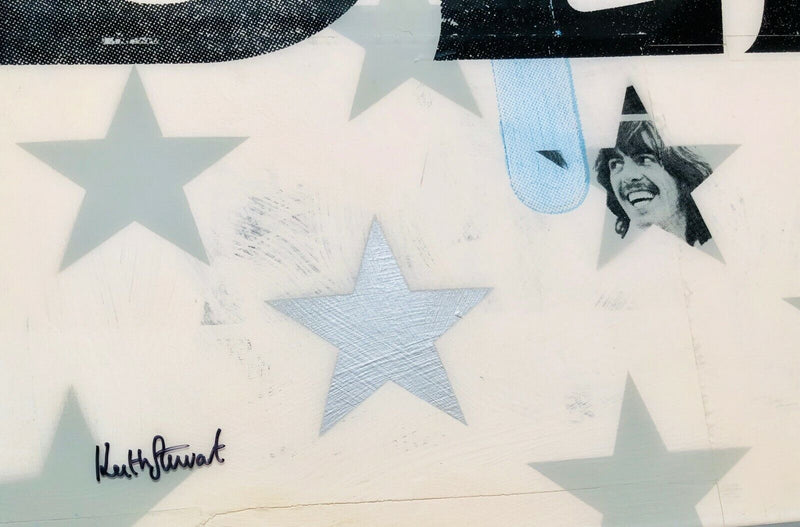 KEITH STEWART 'THE FAB FOUR IV, BEATLES' ORIGINAL MIXED MEDIA PAINTING, SIGNED