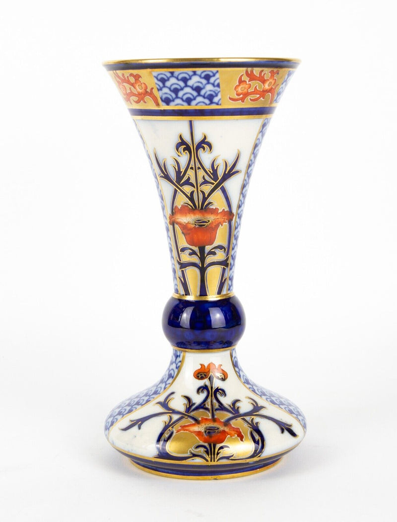 MOORCROFT MACINTYRE BURSLEM AURELIAN POPPY IMARI GILT TRUMPET VASE REG No 314901