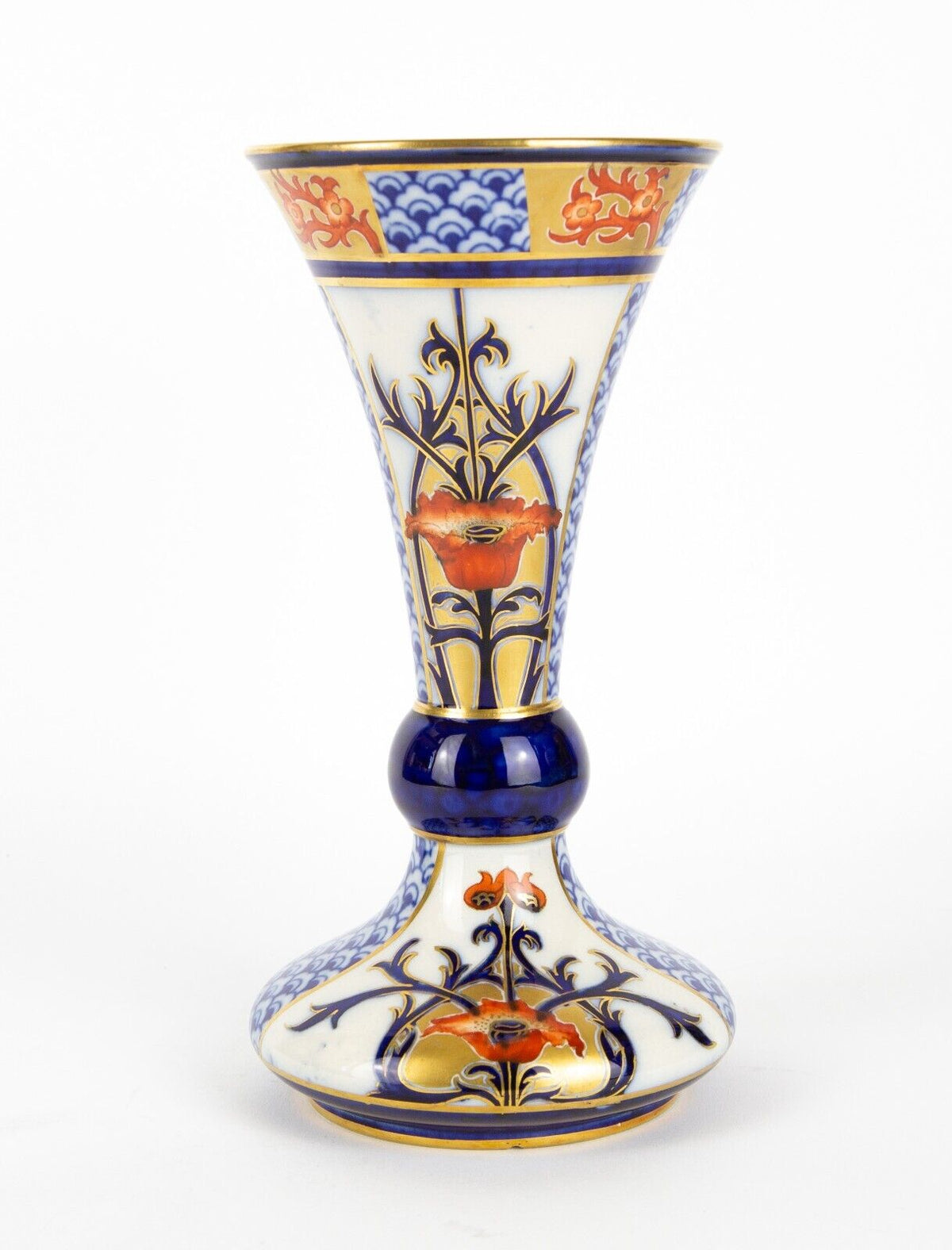 Moorcroft Macintyre Burslem Aurelian Poppy Imari Gilt Trumpet Vase Reg ...