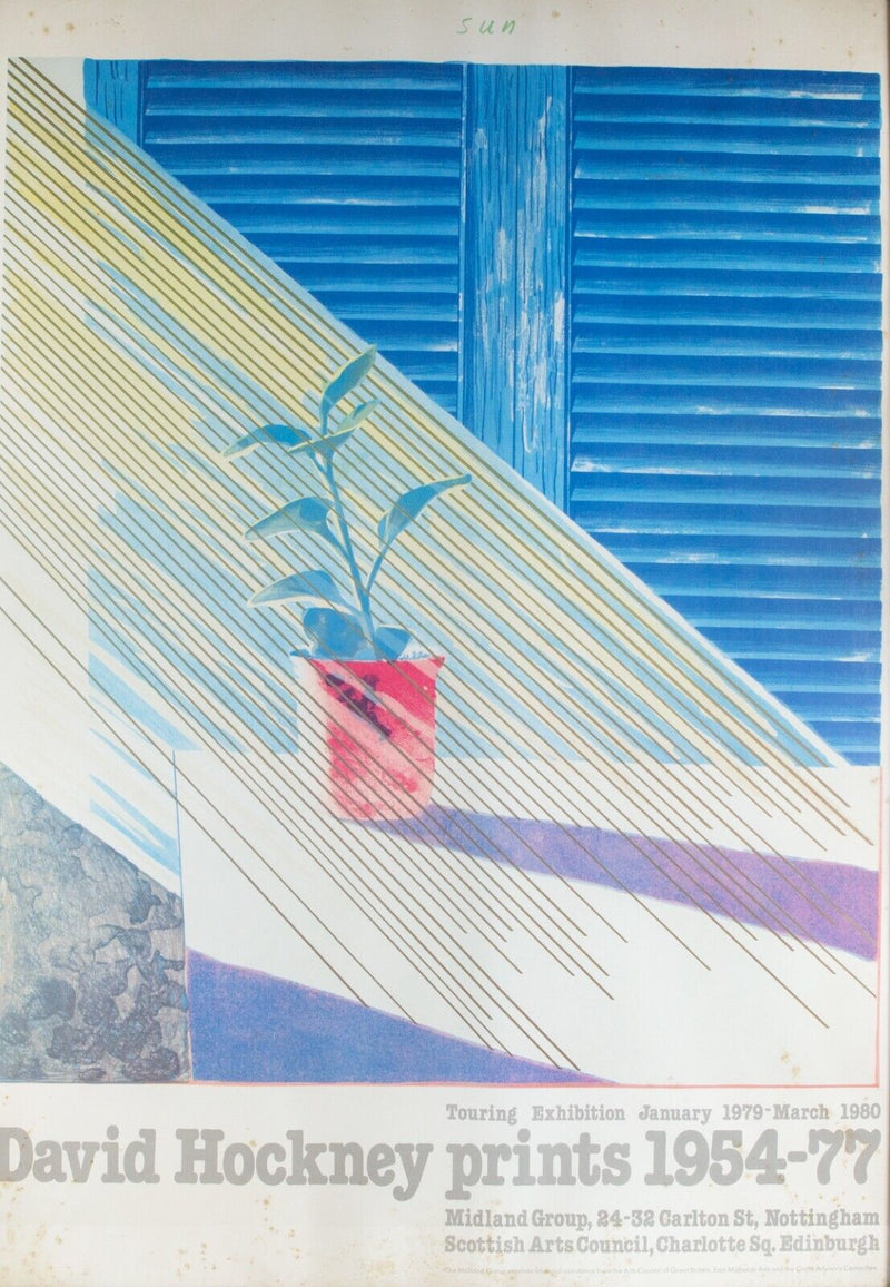 DAVID HOCKNEY PRINTS 1954-77, 'SUN', ORIGINAL 1979 TOUR EXHIBITION POSTER PRINT