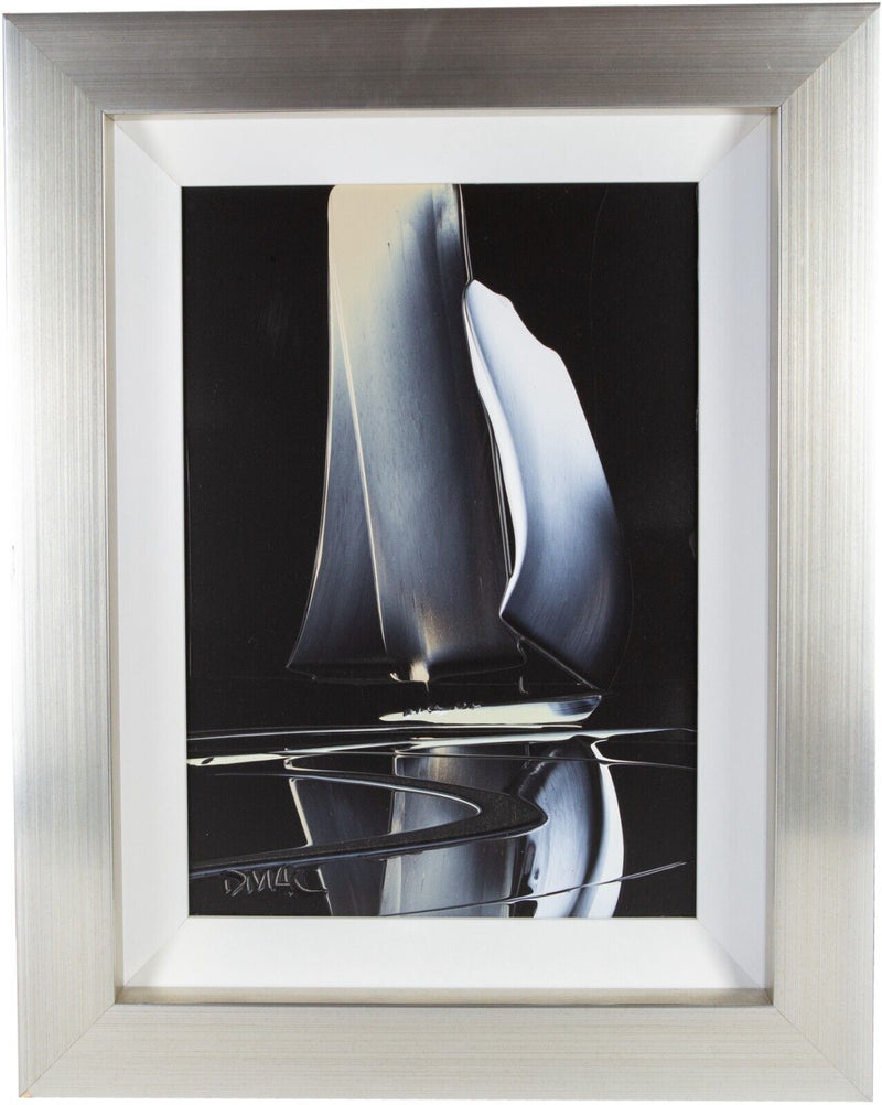 DUNCAN MACGREGOR 'MOORING' SAILING BOAT YACHT SEASCAPE, ACRYLIC PAINTING, SIGNED