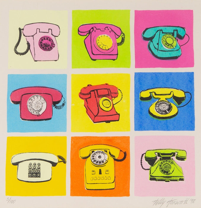 HETTY HAXWORTH 'TELEPHONES' LIMITED EDITION POP ART PRINT 5/100, SIGNED