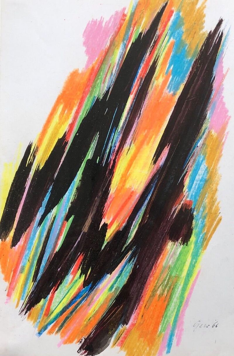 WILLIAM GEAR - '66 ABSTRACT COMPOSITION, ORIGINAL MIXED MEDIA STUDY, SIGNED