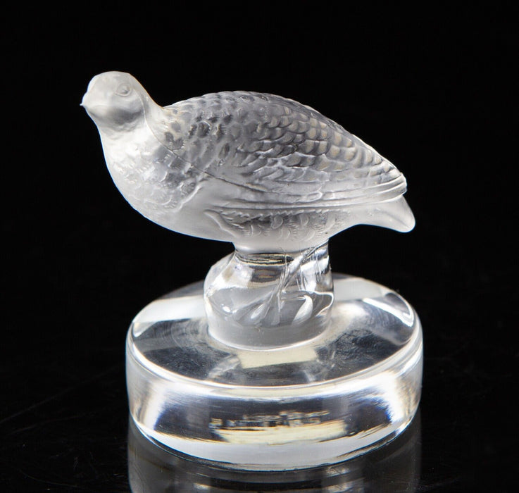 LALIQUE FRANCE CLEAR/FROSTED CRYSTAL GLASS QUAIL GROUSE BIRD PAPERWEIGHT FIGURE