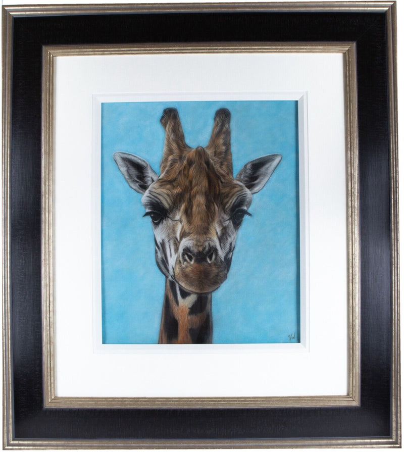 VALERIE SIMMS, GIRAFFE, ANIMAL STUDY, ORIGINAL PASTEL, SIGNED
