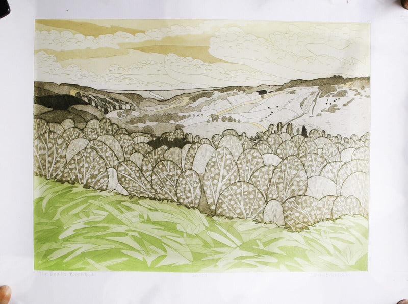 JOHN BRUNSDON 'DEVIL'S PUNCHBOWL' LIMITED EDITION ETCHING PRINT 30/150, SIGNED