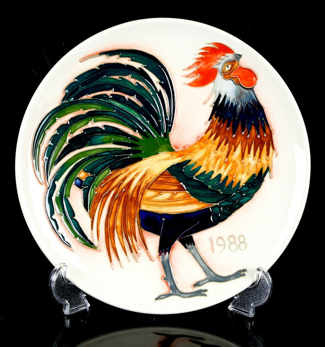 MOORCROFT POTTERY 'COCKEREL' 1988 LIMITED EDITION ROOSTER CHICKEN PLATE CHARGER