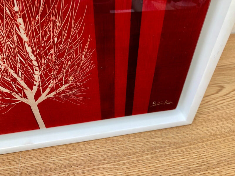 NAKISA SEIKA (JAPANESE, b.1974) -RED SUNSET I- ORIGINAL ACRYLIC PAINTING, SIGNED