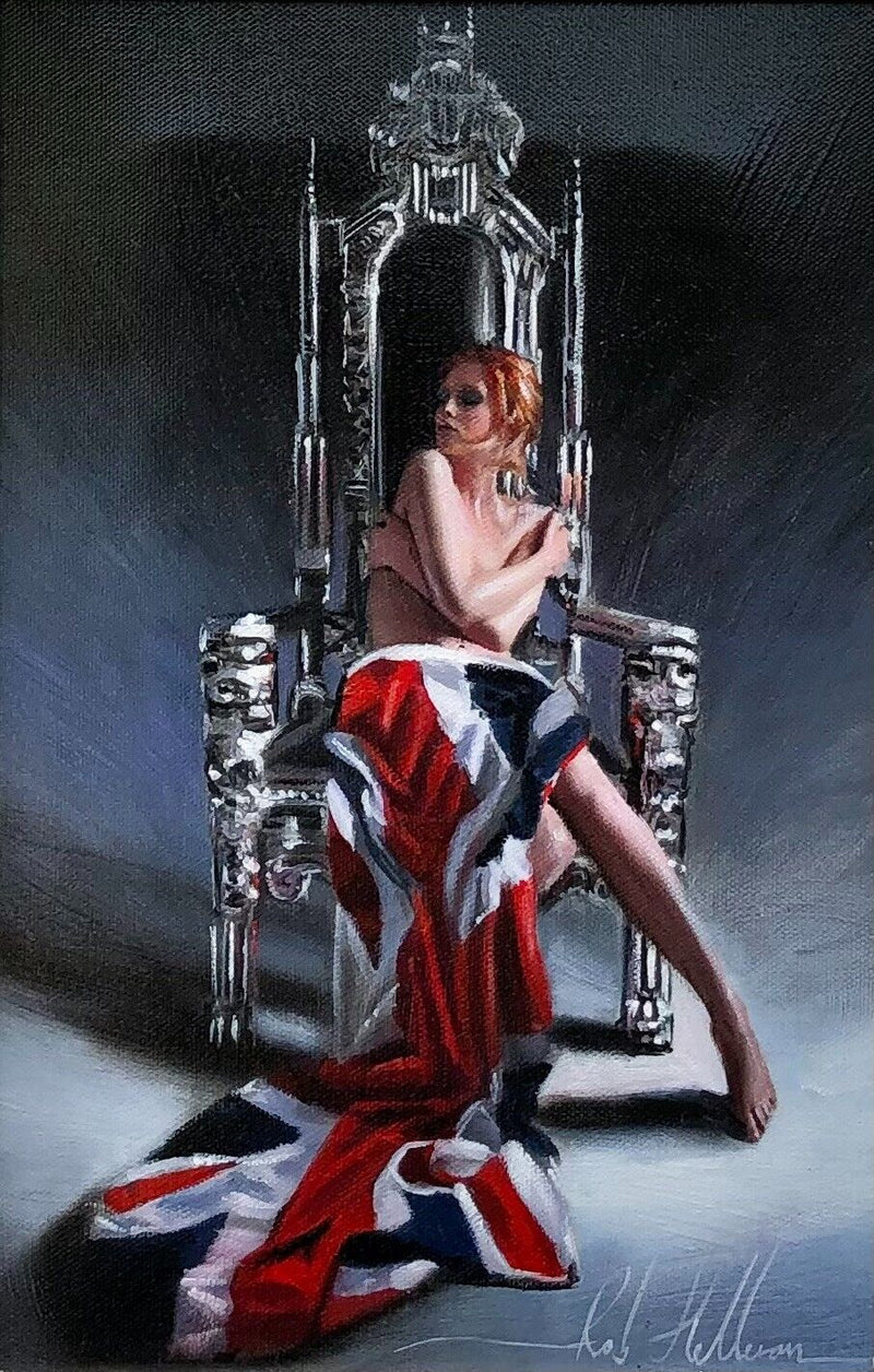 ROB HEFFERAN 'ENGLISH ROSE' UNION JACK, ORIGINAL OIL PAINTING, SIGNED