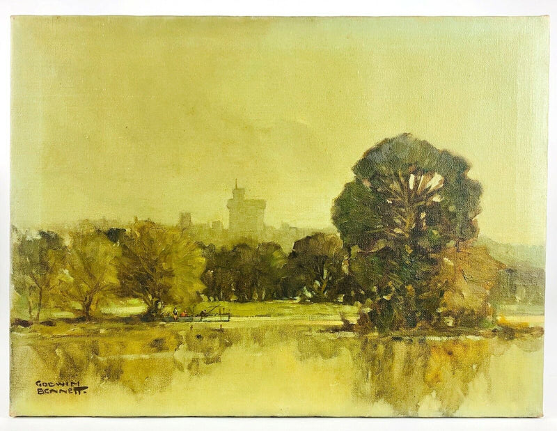 GODWIN BENNETT 'THAMES AT WINDSOR' OIL ON CANVAS, SIGNED