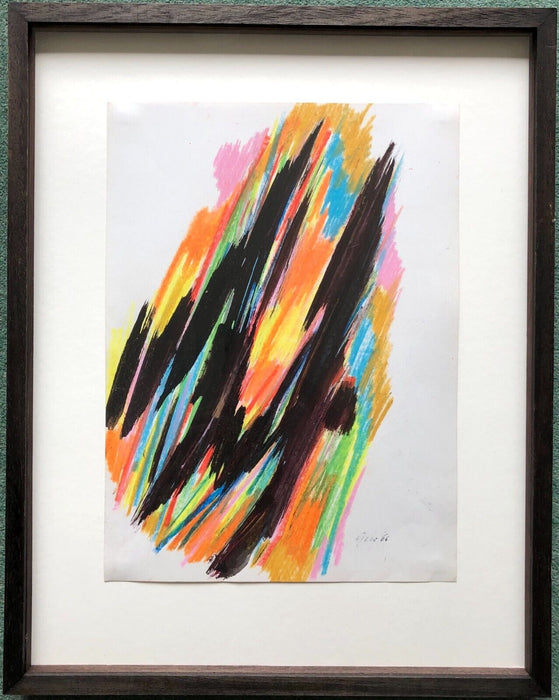 WILLIAM GEAR - '66 ABSTRACT COMPOSITION, ORIGINAL MIXED MEDIA STUDY, SIGNED