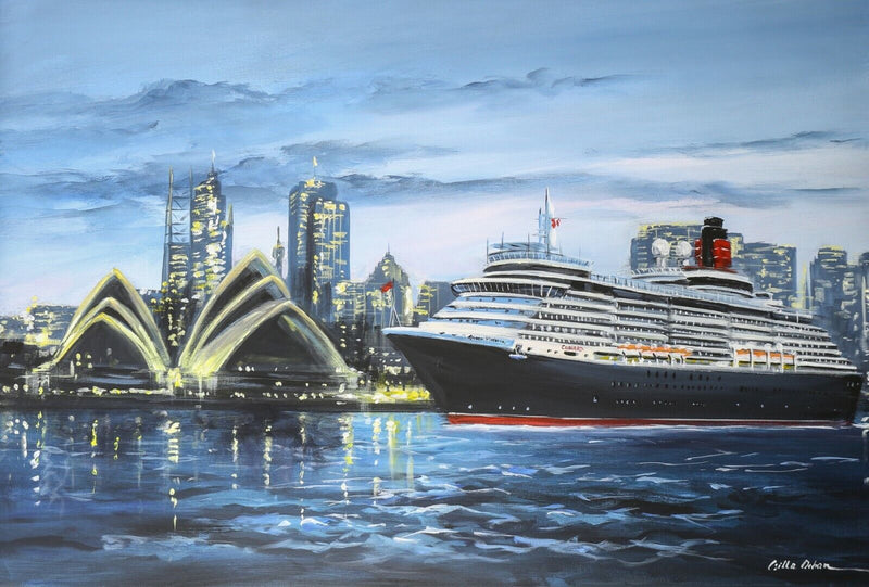 CSILLA ORBAN 'QUEEN VICTORIA, SYDNEY HARBOUR' ORIGINAL OIL PAINTING, SIGNED