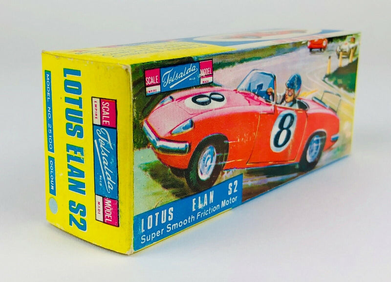 TELSALDA, HONG KONG LOTUS ELAN S2 No. 25100 VINTAGE FRICTION CAR MODEL TOY BOX