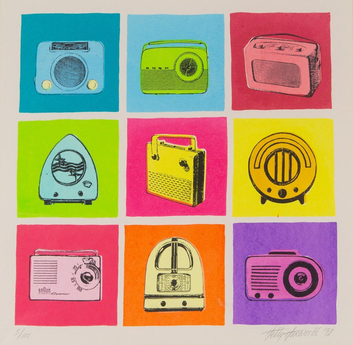 HETTY HAXWORTH 'RADIOS' LIMITED EDITION POP ART PRINT 5/100, SIGNED