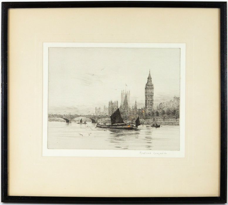 ROWLAND LANGMAID (BRITISH, 1897-1956) -WESTMINSTER- LONDON ETCHING PRINT, SIGNED