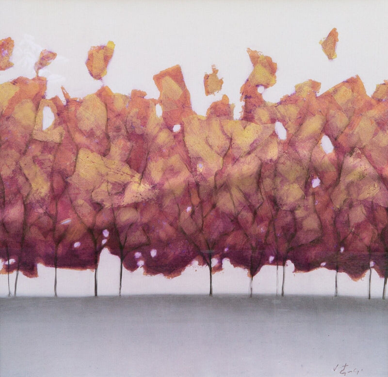 VINCENT GEORGE 'GILDED TREES V' ORIGINAL MIXED MEDIA PAINTING, SIGNED