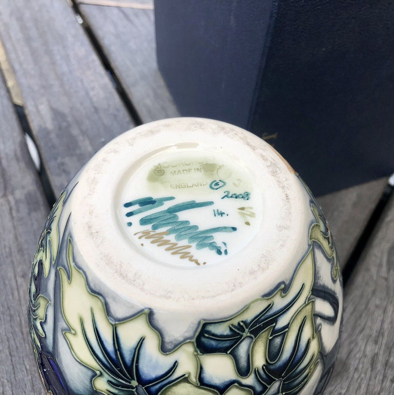 MOORCROFT POTTERY 'BARN OWL IN FLIGHT' 2008 KERRY GOODWIN NIGHT SKY VASE, BOXED