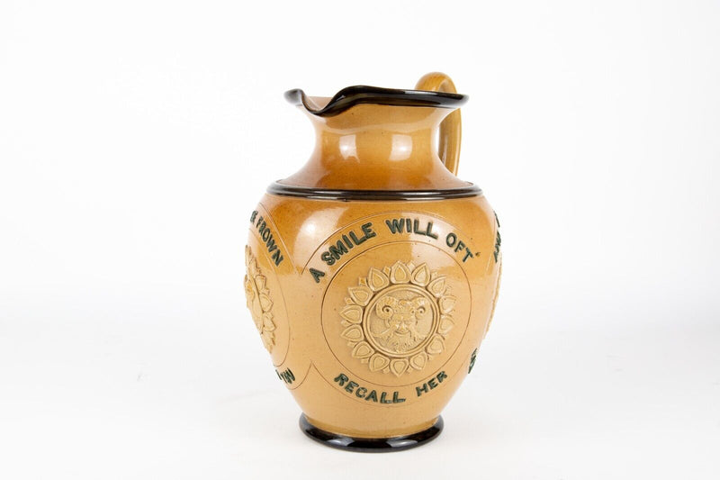 TAKE FORTUNE AS YOU FIND HER - LARGE ROYAL DOULTON LAMBETH STONEWARE MOTTO JUG