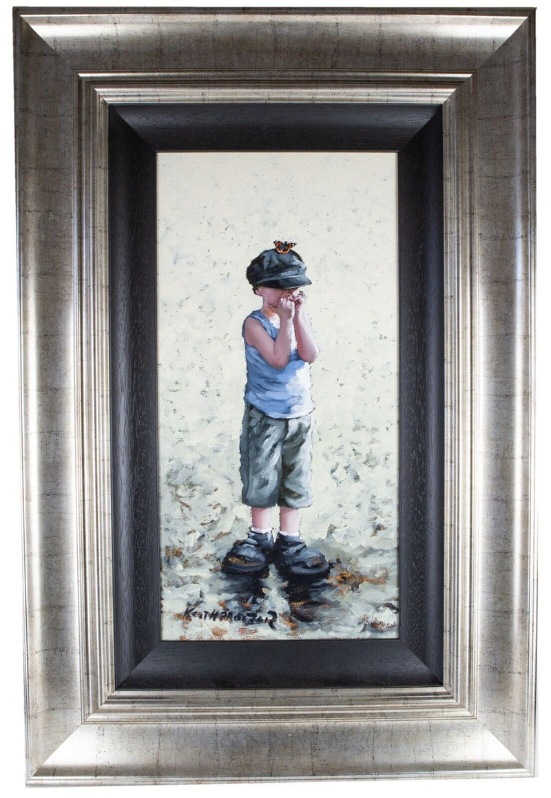 KEITH PROCTOR 'OMG' BOY & BUTTERFLY, LARGE ORIGINAL OIL PAINTING, SIGNED