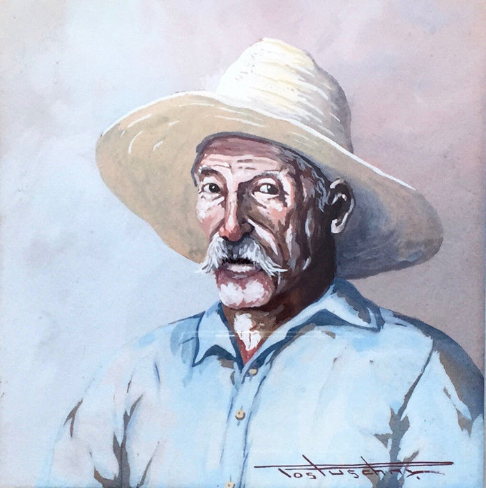 POSTUSCHNY, PERUVIAN SOUTH AMERICAN FARMER MAN PORTRAIT STUDY SIGNED WATERCOLOUR