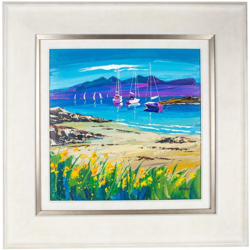 LYNN RODGIE 'SUMMER BREEZE' LOCH BOAT SCENE, OIL ON CANVAS, SIGNED