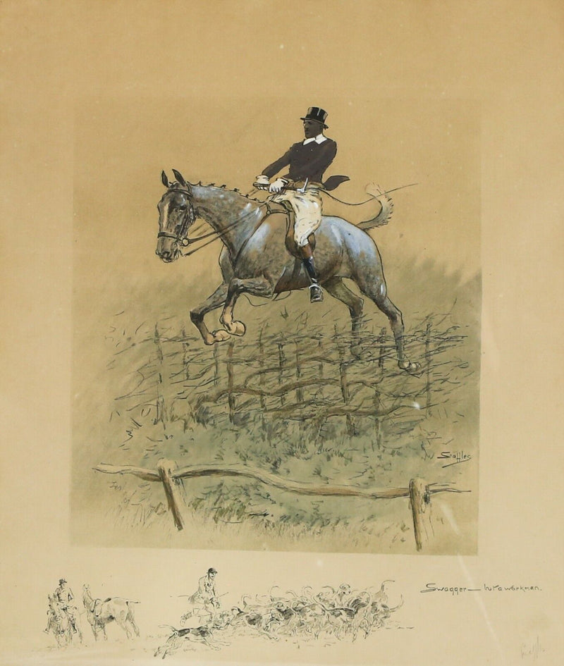 SNAFFLES, CHARLES JOHNSON PAYNE 'SWAGGER BUT A WORKMAN' COLOUR PRINT, SIGNED