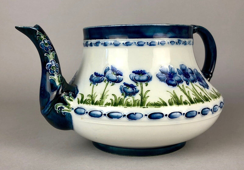 MOORCROFT POTTERY, MACINTYRE & Co. 'BLUE POPPY' FLORIAN WARE TEA COFFEE POT JUG